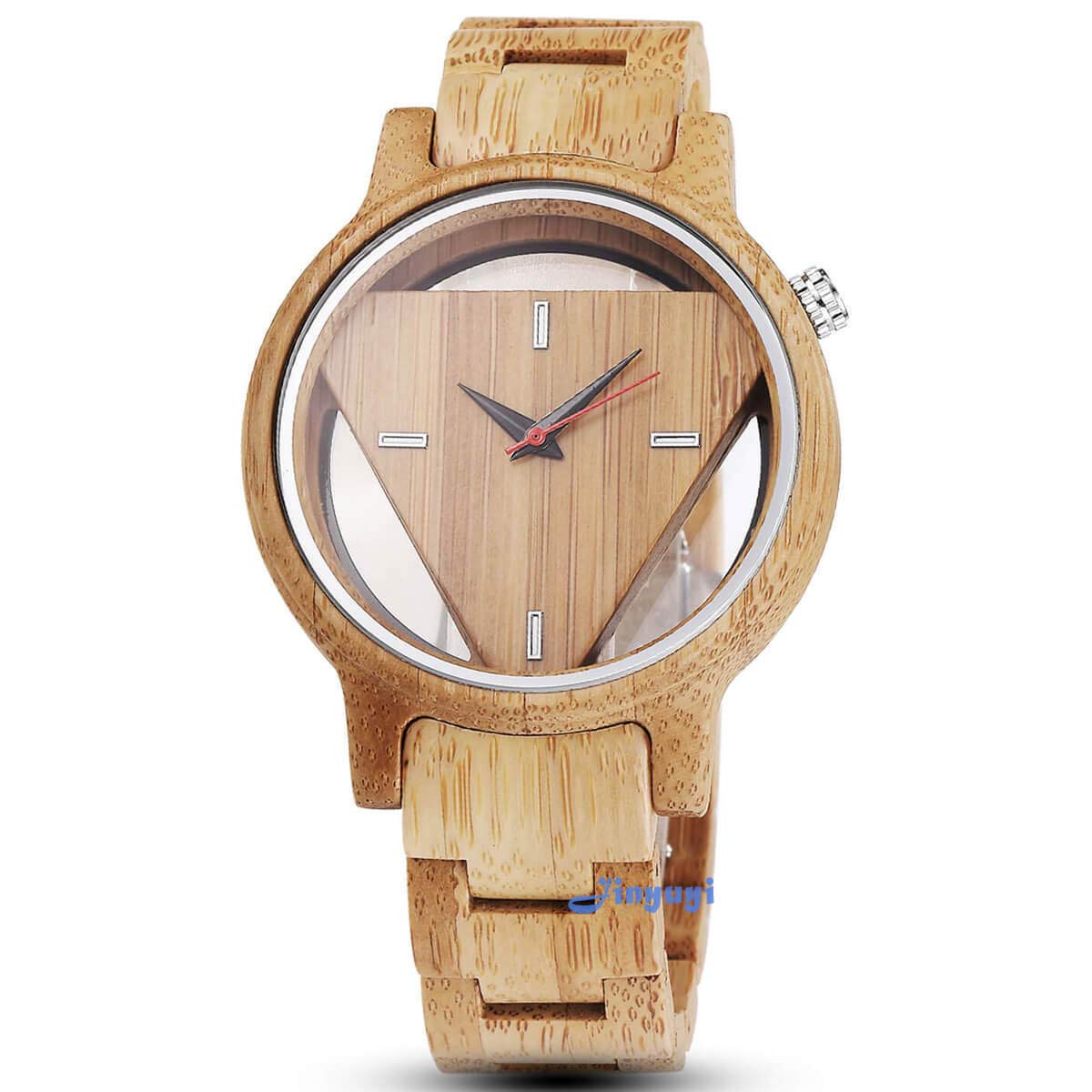 GORBEN Wooden Watches Inverted Geometric Triangle Zebra Wood Watch Mens Creative Quartz Wristwatch Hand-made (#Gorben135)