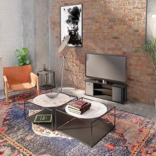 Furinno Simplistic Set of 2 End Table, Espresso/Black Pricepulse