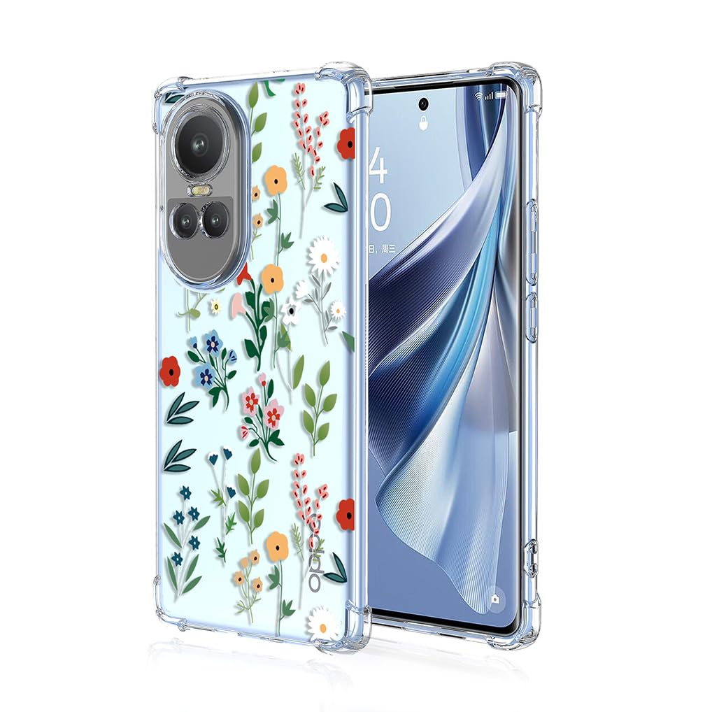 SEAHAI Case for OPPO Reno 10 5G, Ultra Thin Soft Silicone Clear Back TPU Bumper Shockproof Cover Fashion Flowers Graphic Colorful Skin Slim Case - Colorful