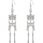CEALXHENY Halloween Skeleton Earrings Spooky Skull Skeleton Dangle Earrings for Women Costume Dress Up Ghost Earrings Halloween Outfits Jewelry Accessories Gifts