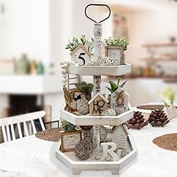 3 Tiered Serving Tray Wooden Farmhouse Decorative