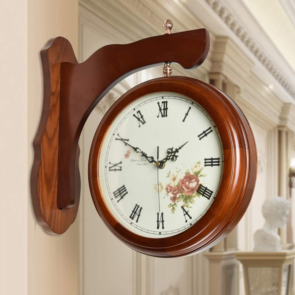 Wanna Me Ironing Clocks Wall Clock Antique Ornamental Clocks Silent Mute Wooden Clocks Vintage Double Sided Clocks Living Room Bedroom Quartz Watches A 37 X 33 Cm Amazon De Kuche Haushalt