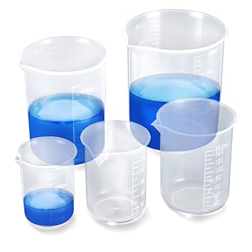 Efantur Messbecher Set Kunstoff 5 Stk. Messbecher 50ml 100ml 150ml 250ml 500ml Meßbecher aus PP Labor Messbecher mit Maßstab 