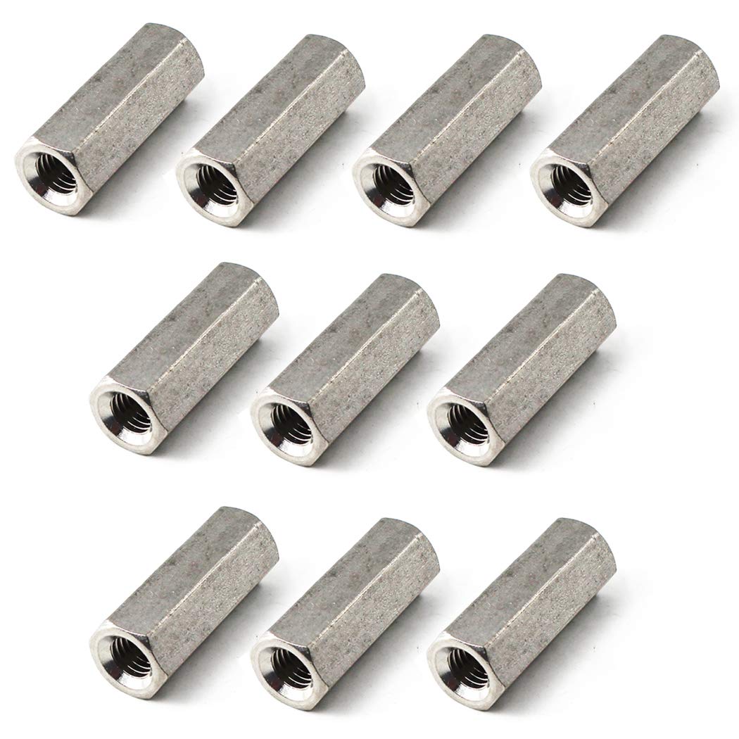 M8x13x30 Long Hex Coupling Nut 304 Stainless Steel Round Rod Coupling Nut (Pack of 10)