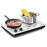 Cusimax Hot Plate,1800W Countertop Double Burner,Portable Electric Hot Plate for Cooking,Infrared Glass Cooktop,Temperature C