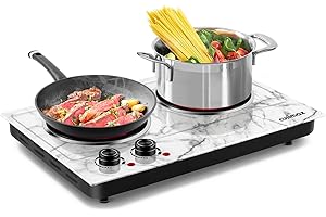 Cusimax Hot Plate,1800W Countertop Double Burner,Portable Electric Hot Plate for Cooking,Infrared Glass Cooktop,Temperature C