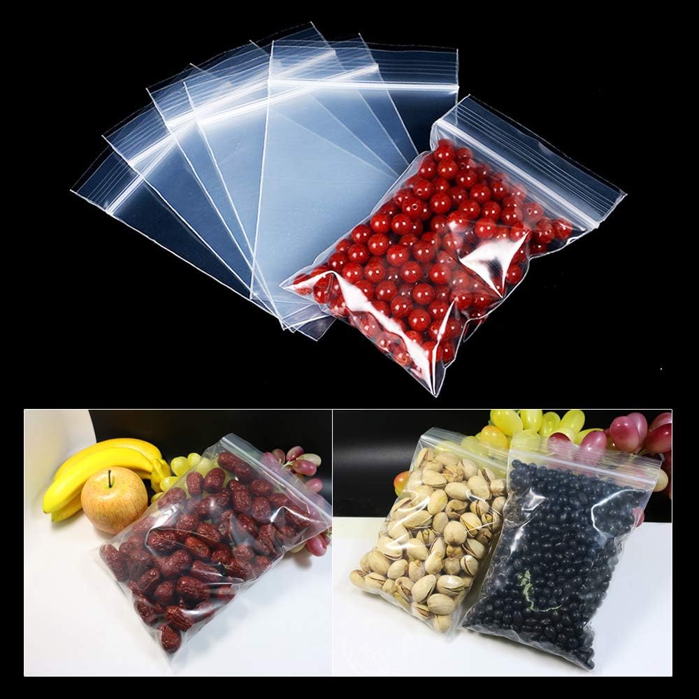 500pcs Grip Seal Bags 5 Mixed Size Reusable Poly Zip Lock Resealable Small Clear Plastic Bags for Christmas Food Jewellery Craft Beads Storage - Image 3