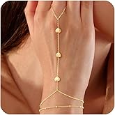 Ursteel 14K-Gold-Plated Hand Chain Bracelet for Women, Valentines Gifts Dainty Ring Bracelet Hand Chain Cubic Zirconia Clover Butterfly Cross Heart Finger Bracelets Jewelry Gifts for Women