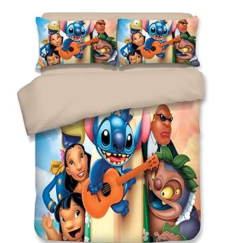 Bedding Lilo And Stitch 3 Pieces Bed Set 2 Pillowcases And 1