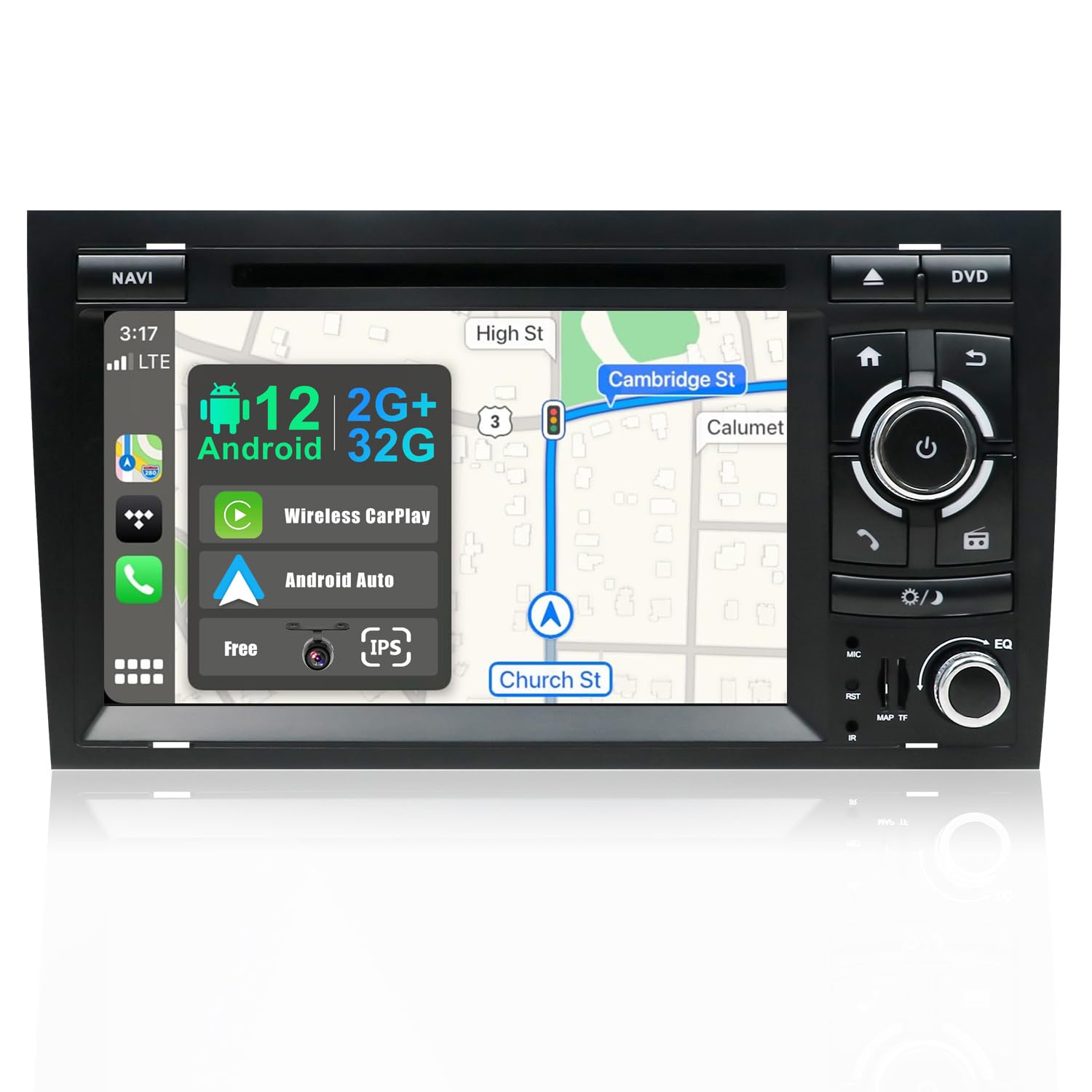 JOYX Android 15 Double Din Car Stereo for Audi A4 2003-2011 Head Unit | 7” 2G+64G | Free Canbus & Backup Camera | Support Carplay Bluetooth Sat Nav Mirror Link DAB+ Subwoofer WIFI Steeringe Wheel GPS