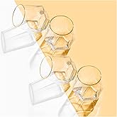 XKXKKE Diamond Wine Glasses Set of 4, 10 OZ Modern Stemless Gold Rim Glass Cups Clear Drinking Glassware for Serving Party, Home, Bar, Restaurants, Transparent 4 Pack