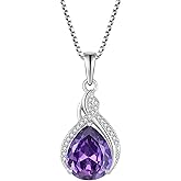 Lwsary Infinity Teardrop Necklace 925 Sterling Silver Pear Shaped Pendant Birthstone Jewelry Gifts for Women