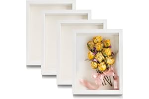 Hacaroa 4 Pack Shadow Box Frame, 8''x6'' Wood Picture Frame Memory Display Case for Bouquets, Photos, Medals, Wall, Tabletop,