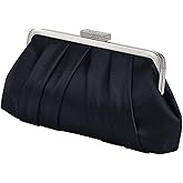 JAMBHALA Women Elegant Pleated Clutch Bag Ruched Purse with Metal Chain, Dressy Crossbody Shoulder Bag for Weddings, Galas