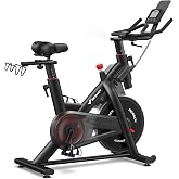 Merach Magnetic Exercise Bike for Home Gym, Low Noise | Stationary Bike with Soft Seat Cushion, Indoor Workout Bike with 350 lbs Weight Capacity, Fitness App with Courses