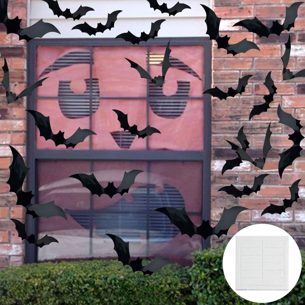 5pack Halloween Decorations Tablecloth Runner Black Lace Round Spider Cobweb Table Cover Fireplace Mantel Scarf Spiderweb Fireplace Scarf Spider Lampshade with 36pcs Scary 3D Bat for Halloween Party: Kitchen & Dining