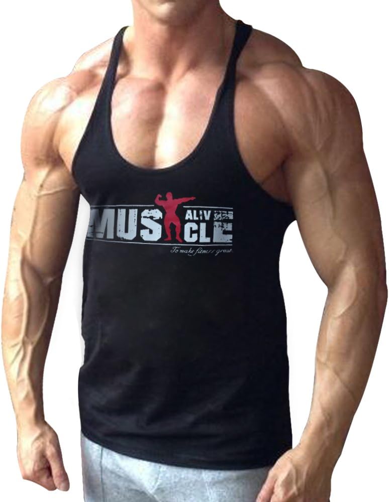 Men's Athletic Bodybuilding Basic Tank Top Sleeveless Gym Sports Vest