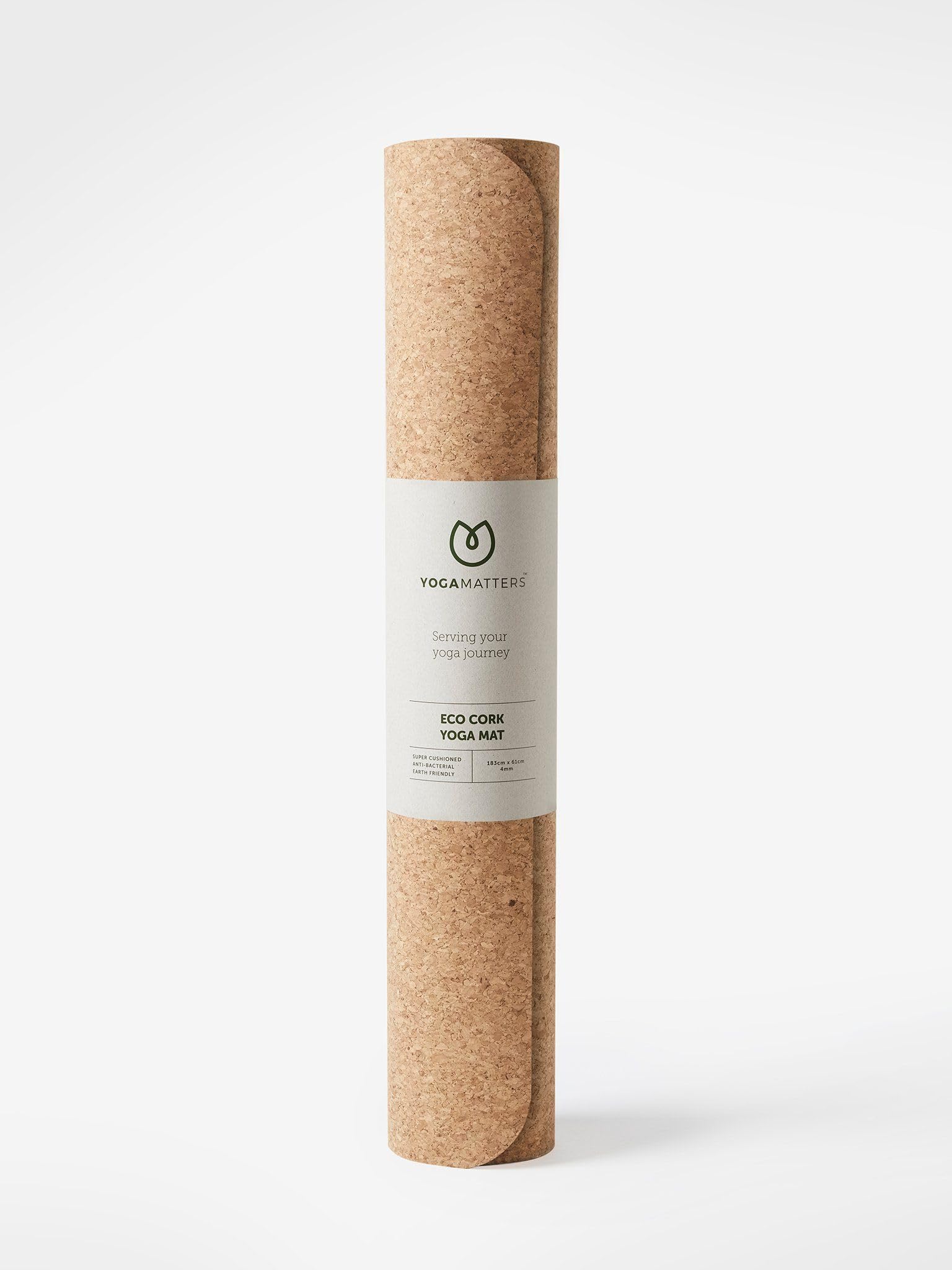Yogamatters Eco Cork Yoga Mat 4mm | Eco Friendly and Vegan | Natural Rubber Base | Non-Slip Exercise Mat for Yoga, Pilates, Gym and Fitness (Black)
