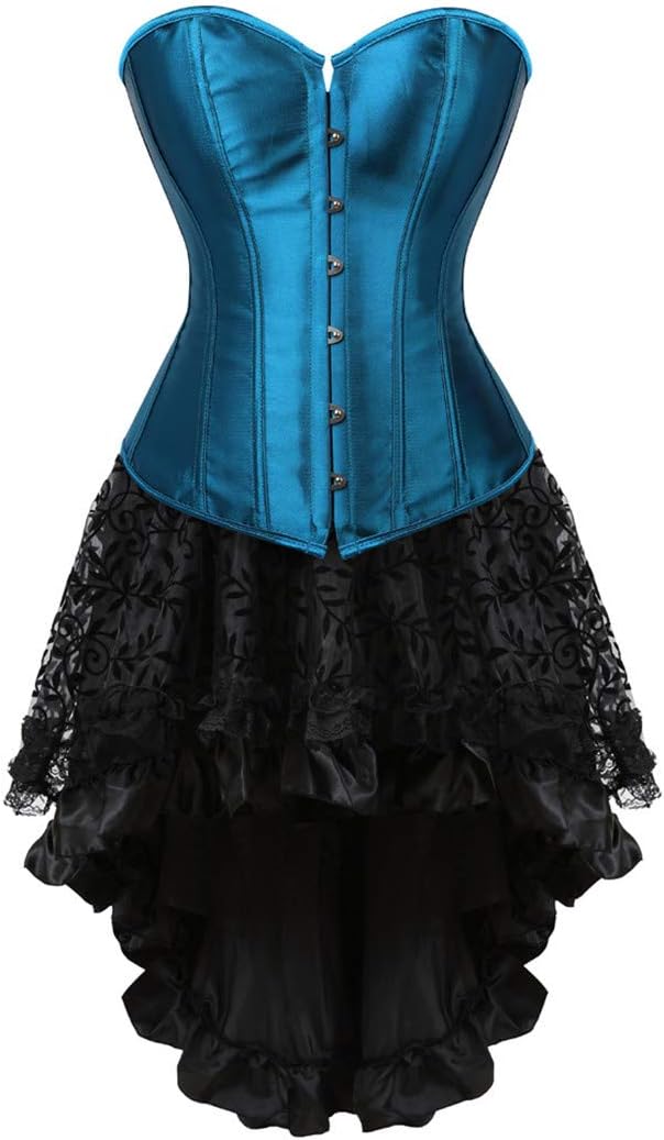 Kranchungel Steampunk Corset Skirt Renaissance Corset Dress for Women Gothic Burlesque Corsets Costumes
