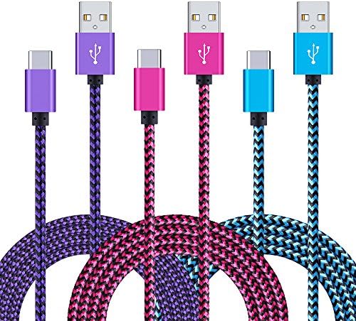 Type C Charger Cable , HopePow 3-Pack 6ft Nylon Braided USB C Fast Charging Sync Cable to USB 2.0 for Samsung Galaxy S8, Google Pixel, LG G6 V20 G5, Nexus 6P 5X, HTC 10