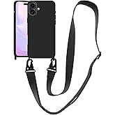 VooDirop Compatible with iPhone 17 Case with Lanyard Crossbody iPhone Case with Strap Adjustable Shockproof Drop Protection Silicone Phone Cover for iPhone 17 6.3 inch Black