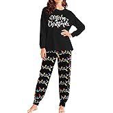 Valentines Pajamas for Women Valentines Day Long Sleeve Shirts and Pants Love Heart Graphic Pajamas Set Sleepwear