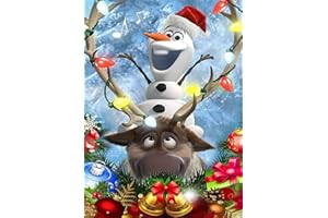 Suyaloo Christmas Diamond Painting Kits for Adults - 5D Diamond Art Kits for Adults Kids Beginner,DIY Snowman Reindeer Round Full Drill Diamond Dots Gem Art Crafts for Home Wall Decor Gifts 12x16inch