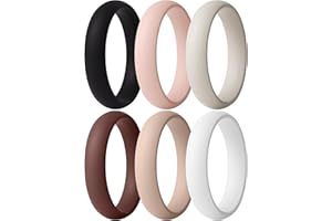 ThunderFit Women’s Silicone Engagement Rings, 5.5mm Wide, 2mm Thick, Wedding Rubber Bands, Variety Multipack 1-7