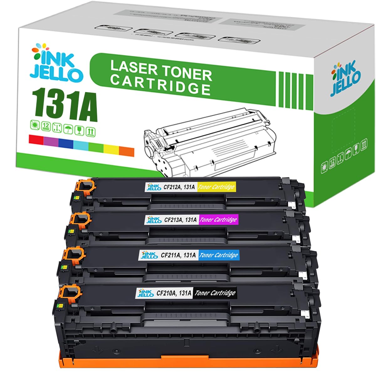 InkJello Compatible Toner Cartridge Replacement for HP LaserJet Pro 200 Color M251n M251nw MFP M276n MFP M276nw (BK/C/Y/M, 4-Pack)