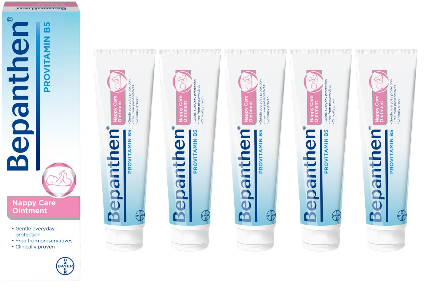 Bepanthen Nappy Care Ointment, 100 g, Pack of 5