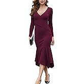 Soinku Women's Long Sleeve Bodycon Sweater Dress Fall Winter Casual Wrap Ribbed Knit Maxi Dresses