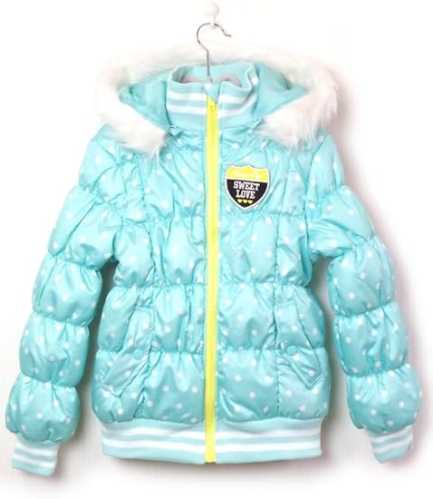Amazon パルフィーユ ドット 柄 中綿 ブルゾン フード 付き ジャンパー 冬 かわいい ガールズ ブルゾン アウター 女の子 白 黒 水色 雪 キッズ ジュニア 160 ライトブルー コート ジャケット 通販