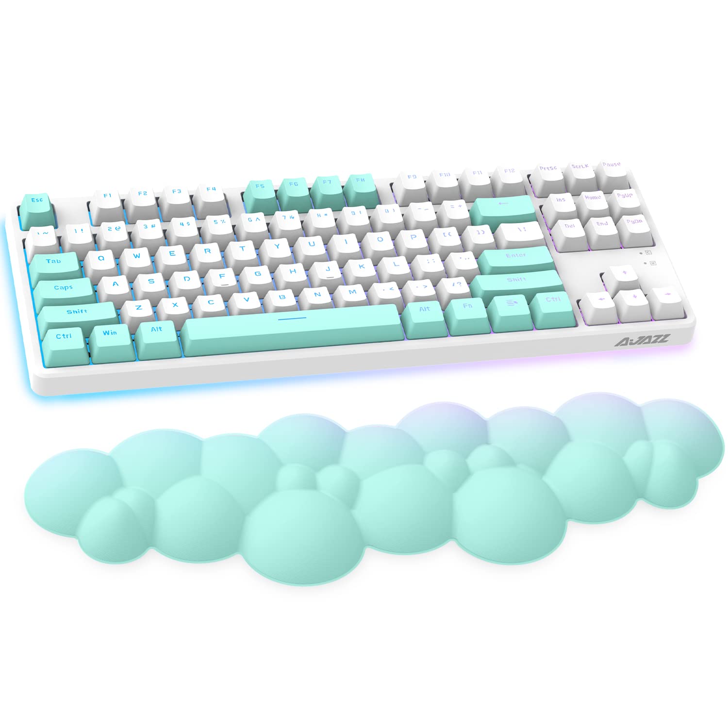 Cloud-Soft Ergonomic Wrist Rest for 100 Keys 87 Keys 68keys Keyboard PU Material Anti-Slip Rubber Base Memory Foam Cloud-Shaped Palm Rest for Computer Laptop,Pain Relief,15.2 * 4.4 * 1.2 inch