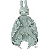 okdiy Organic Cotton Bunny Loveys for Babies,Newborn Baby Lovey Security Blanket,Lovies for Babies New Born Baby Unique Neutral Gifts Boys and Girls (Bunny-Green)