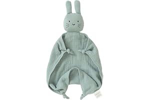 okdiy Organic Cotton Bunny Loveys for Babies,Newborn Baby Lovey Security Blanket,Lovies for Babies New Born Baby Unique Neutral Gifts Boys and Girls (Bunny-Green)