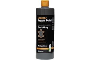 Furniture Clinic Leather Repair Paint | 2-in-1 Seal and Color | Use on Scratches, Tears, and Holes in Car Seats, Furniture | Quick and Easy Leather Repair Kit for Furniture (Dark Grey, 1.7oz)