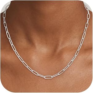 BLThing 925 Sterling Silver Necklace for Women 5mm Paperclip Chain Necklace | Thick Sturdy Colourfast Paperclip Chain Sterlin