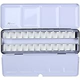 MEEDEN Empty Watercolor Tins Palette Paint Case with 24 Pcs Half Pans