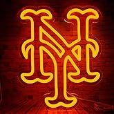 Baseball Sports Team Neon Sign Suitable for Mets Logo for Wall Decor USB Powered Dimmable Led Light Up Signs for Bedroom Men Cave Home Bar Decor Birthday Xmas Gifts for Fans Kids