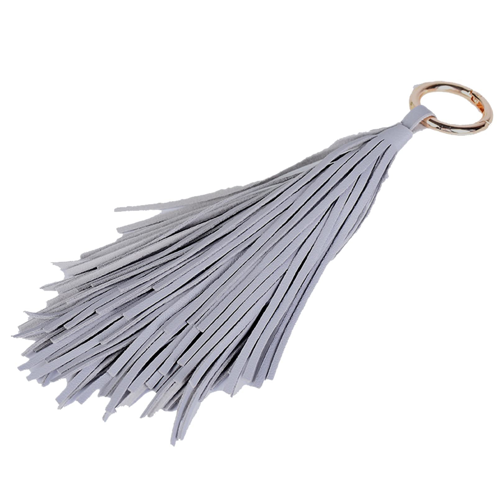 ZOONAI Women Leather Tassel Keychain Car Keyring Holder Bag Wallet Purse Decorations (Gray)
