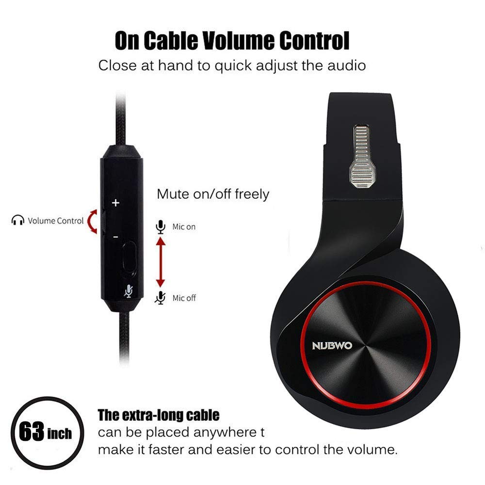 Gaming Headset PS4 3.5mm Wired Stereo Comfort Over-Ear Gaming Headphones with Noise Canceling Mic and Volume Control for Xbox one PC PS4 Smartphones Tablet Computer