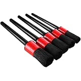 Car Detailing Brush, 5Packs Automotive Wheels Cleaner Emblems Brushes for Air Vents Interior Exterior Leather (Black)