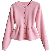 Verdusa Women's Old Money Clothes Button Up Cardigan Sweaters Cinched Waist Outerwear Formal Outfits
