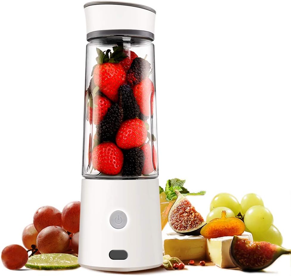 TTLIFE Smoothie Blender Mini Blender 400ml Mixer Juice Cup USB Rechargeable 5000mAh with 4 Stainless Steel Blades,Perfect for Fruit,Milkshake and Baby Food, FDA/BPA Free,White