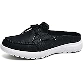 Buyrew Mules for Women Slip on Shoes Comfortable Knit Canvas Walking Flats with Arch Support Breathable Clogs House Slippers