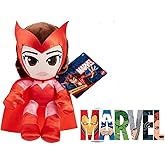 Marvel Plush Character Figure, 8-Inch Super Hero Soft Doll, Collectible Gift for Kids & Fans Ages 3 Years Old & Up - with Collectible Sticker (Scarlet Witch Wanda Maximoff)