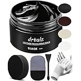 drtulz Black Leather Recoloring Balm, Leather Color Restorer Conditioner, Leather Repair Kits for Vinyl Furniture, Sofa, Car Seats, Shoes - Repair Leather Color on Faded &amp; Scratched Leather Couches