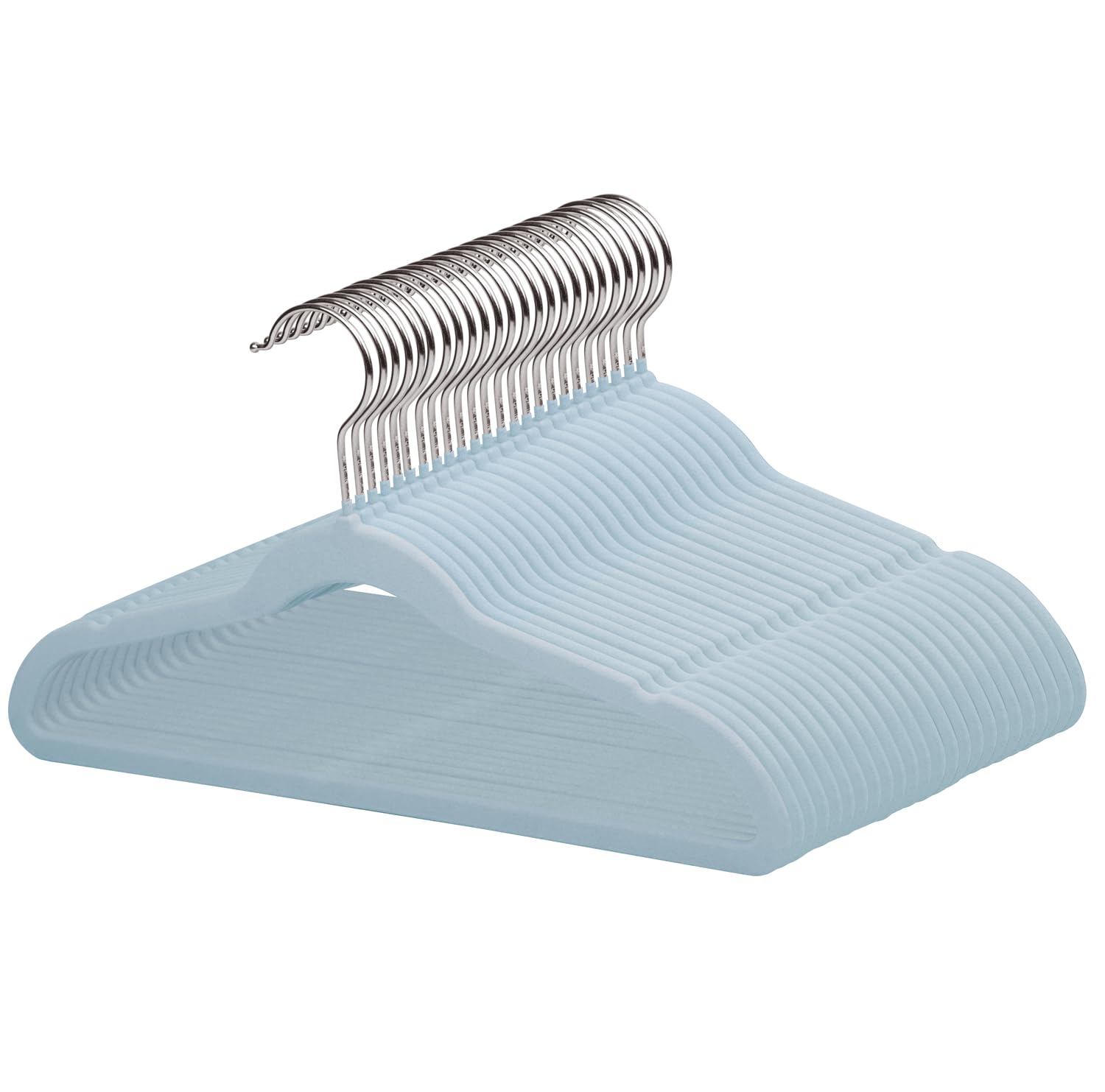 MangoKit Children's Velvet Non-Slip Hangers |32 Pack Space Saving Felt Hangers for Kids and Teenager Clothing and Coats - Blue