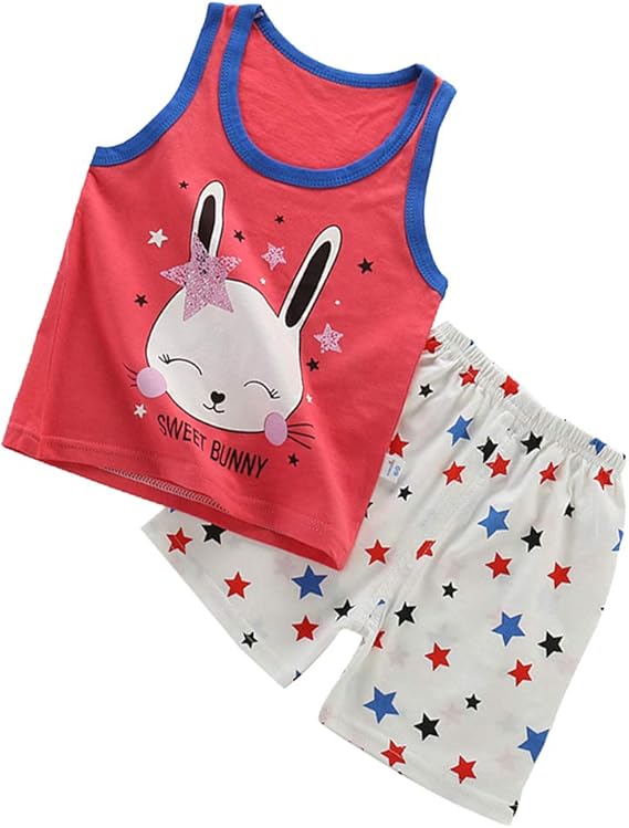 Amazon 可愛い 夏の服 ノースリーブ トップス ショート パンツ 柔らかい 涼しい 1 5歳キッズ 男女兼用 スタイル1 80 90cm シャツ ブラウス 通販