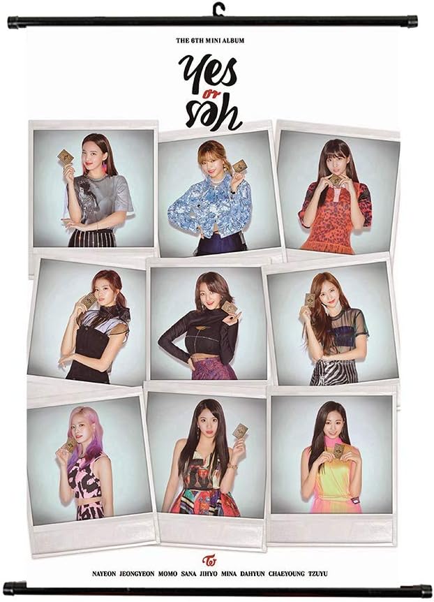 Hosston Kpop Twice Poster, Twice Album《YES or YES》Hanging Poster Wall Scroll Cloth Poster Hanging Painting Nice Gift for Fans(Style 21)